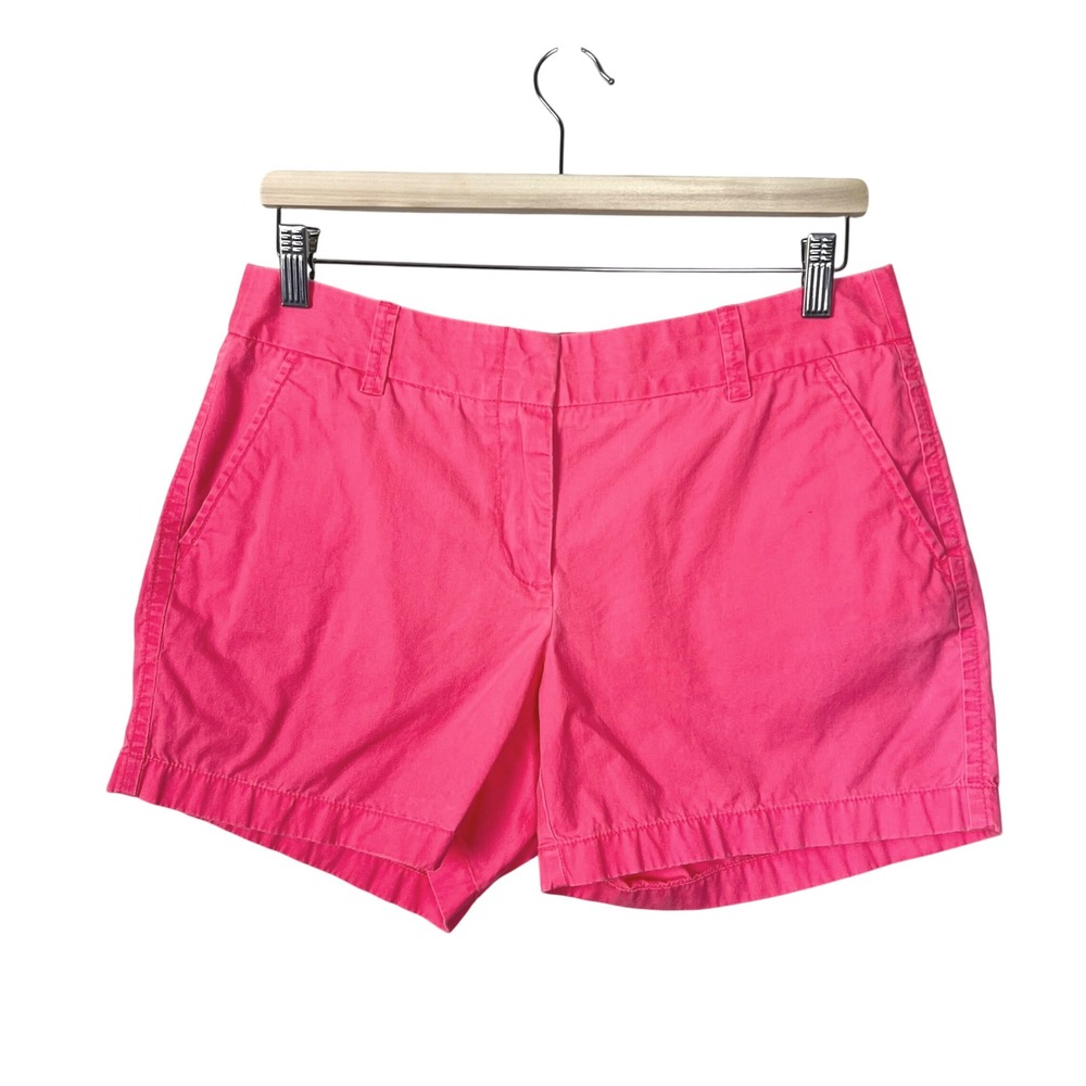 J.Crew Chino Broken-In Neon Pink Cotton Shorts Womens 8 Mid Rise 5 Inch Inseam